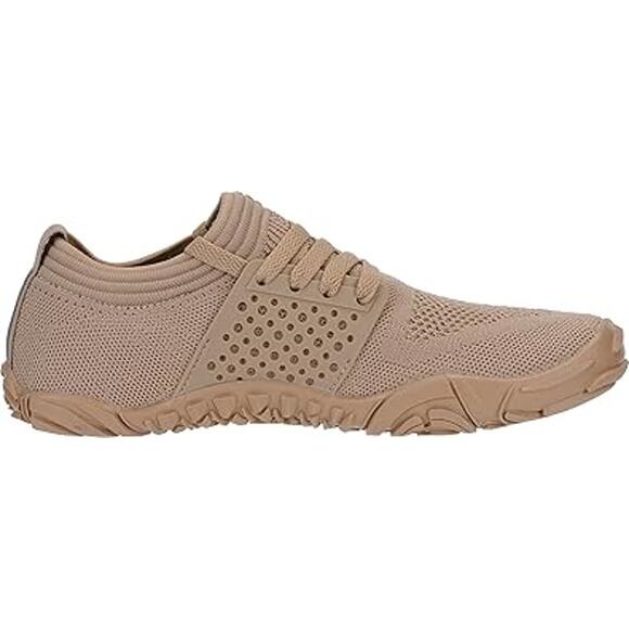 New Joomra Womens Size 11.5 Tan Mesh Lace Up Barefoot Wide Toe Box Sport Shoes - Picture 4 of 6